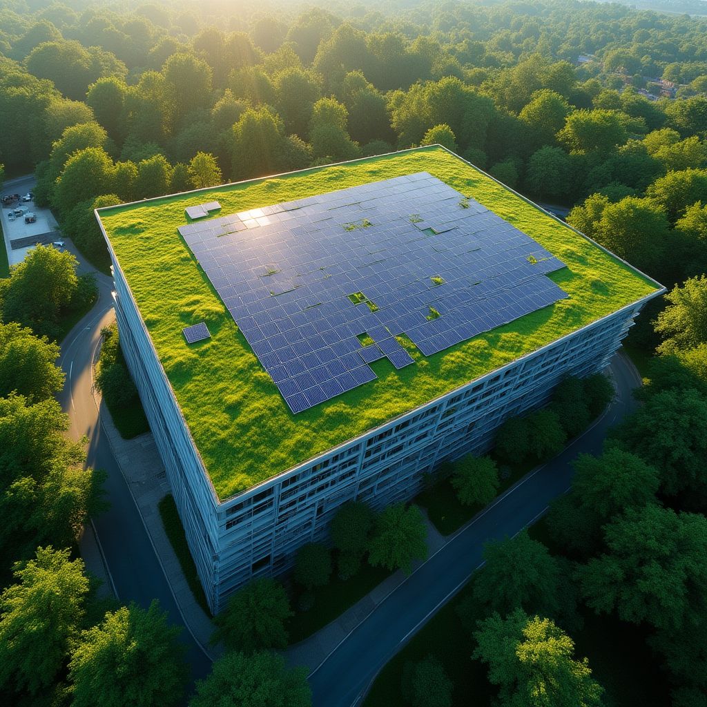 Vue aérienne de notre siège social écologique